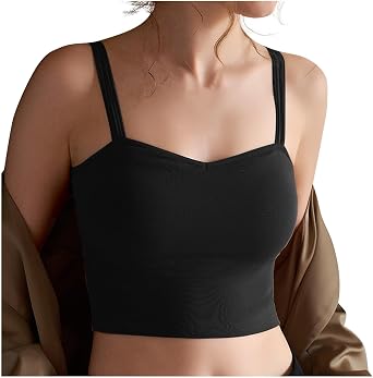 Womens Camisole Tank Top Undershirt Cotton Padded Spaghetti Strap Yoga Tops Built in Bras Wireless Workout Crop Top