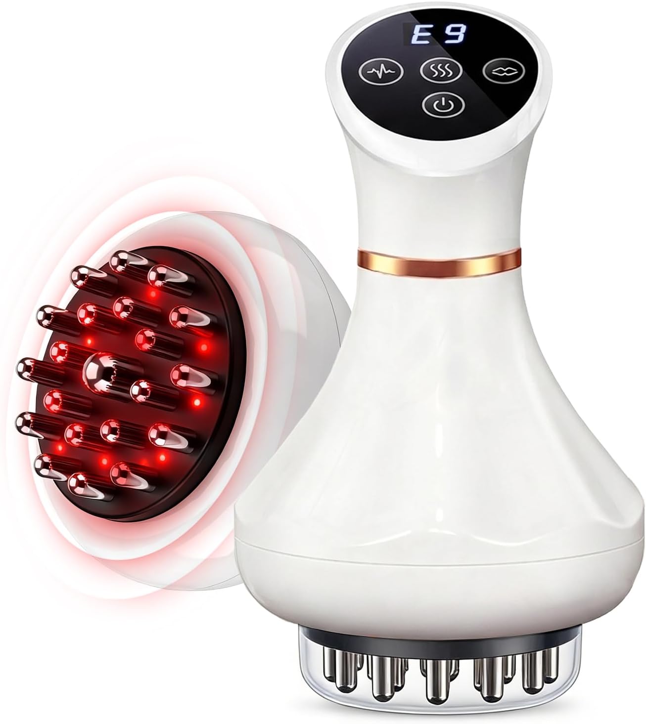 Lymphatic Drainage Massager, Lymphatic Massager, Helps Reduce Stretch Marks & Cellulite, for Legs, Arms & Belly, Body Sculpting Machine with Microcurrent, Light, Heat & Vibration, White