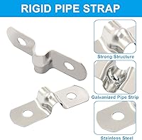 Vista 3 de 30 abrazaderas de conducto de dos agujeros de 1/4 de pulgada, correa rígida de acero inoxidable M5, abrazadera en U de metal, soporte de correa