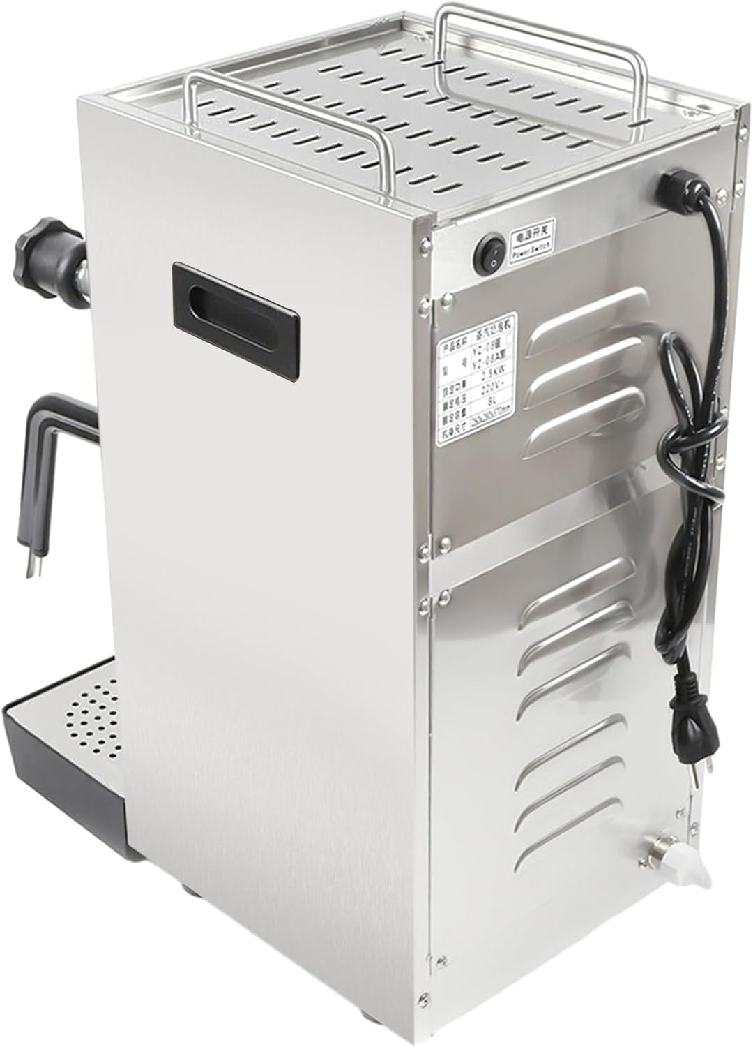 Commercial Milk Frother, 8L 110V 2500W Full-Automatic Steam Boiling Water Frothing Machine Electric Milk Foam Maker with LCD Display for Home, Coffee Shops, Bars, Milk Tea Shops