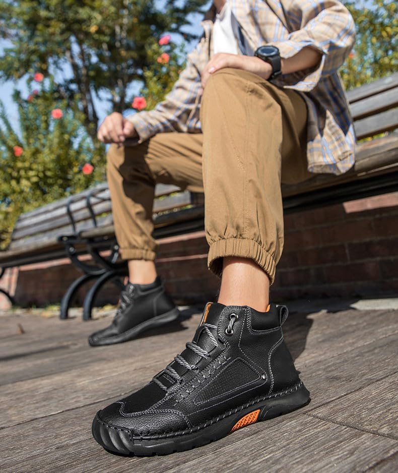 Mens Work Boots, Waterproof Leather Barefoot Boots, Comfort Lightweight Handmade Leather Outdoor Boots - Image 7