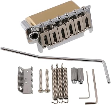 2 Point ST Strat Style Guitar Tremolo Bridge, Solid Brass Block, 10.5mm String Spacing, Zinc Alloy Saddle Chrome