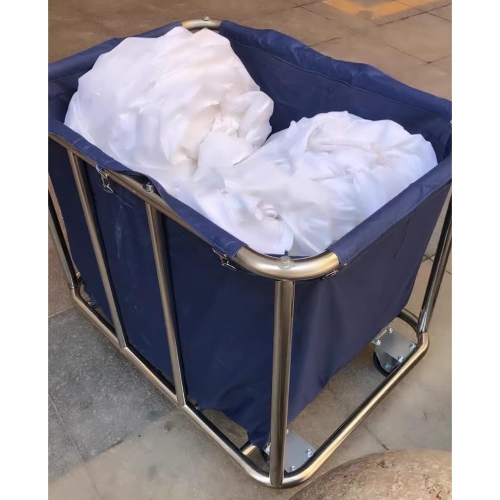 Carrello per Lavanderia, Carrello Per Lavanderia Commerciale Da 1 Confezione Con Ruote, Lavanderia Industriale Con Borsa Oxford Rimovibile E Telaio In Acciaio Per La Casa Di Hotel, Lavanderia