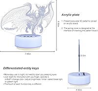 Vista 8 de Dragon Night Light for Boys, Dragon Gifts 14 Color + Warm White Bedside LED Decoration Light, Entity & Remote Control/Timer, Dragons Toys Christmas