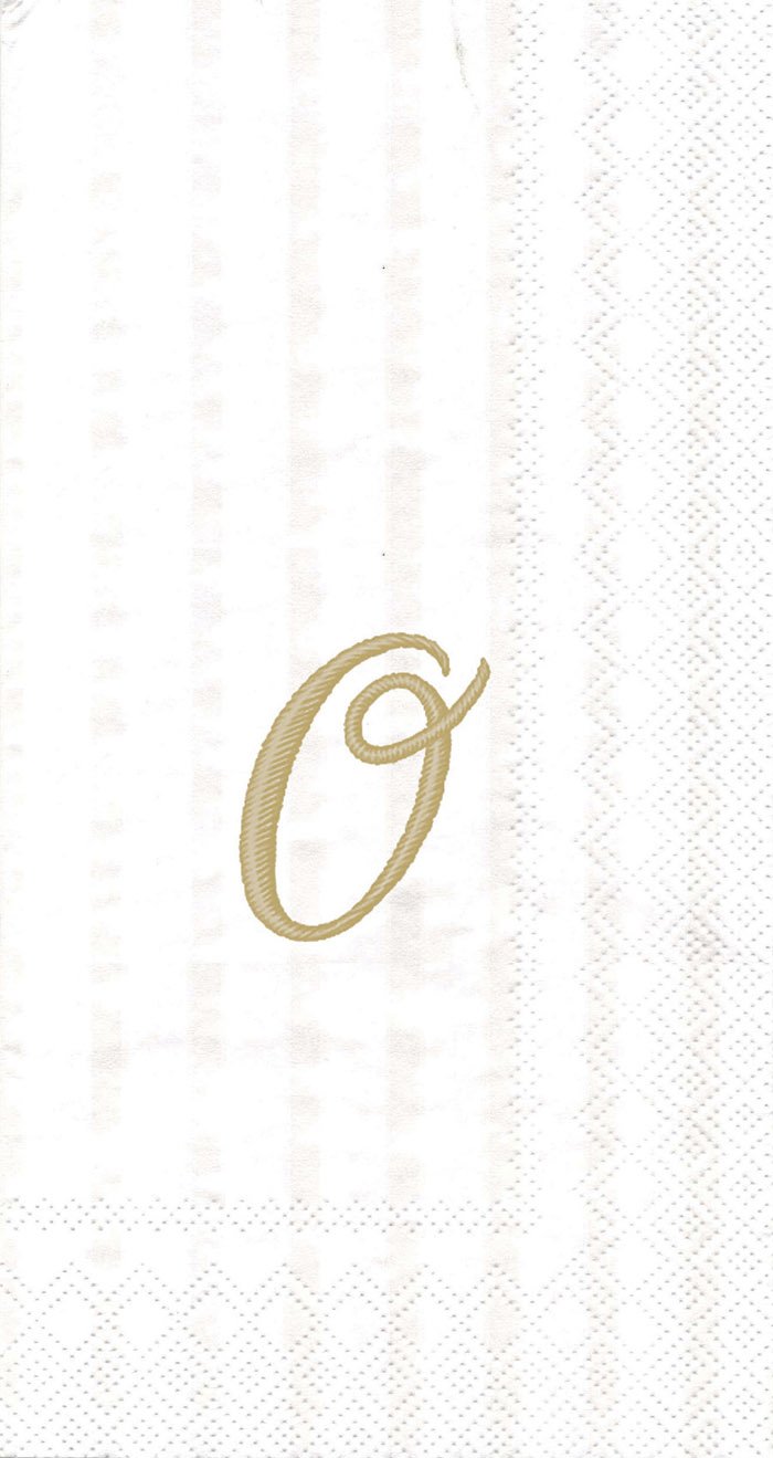 IHR Guest Towel Buffet Paper Napkins, 16-Count, 8.5 x 4.5-Inches, Monogram O Gold/White