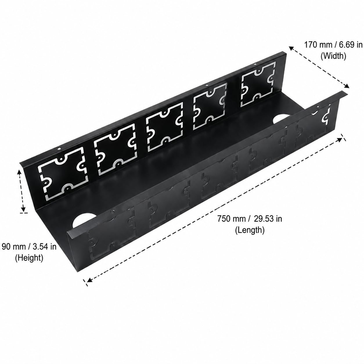 Organizzatore di Cavi in Metallo con Fissaggio Vite per Scrivania Domestica Supporto Fili Sotto Tavolo Rastrelliera per Computer Ufficio, 750mm lungo