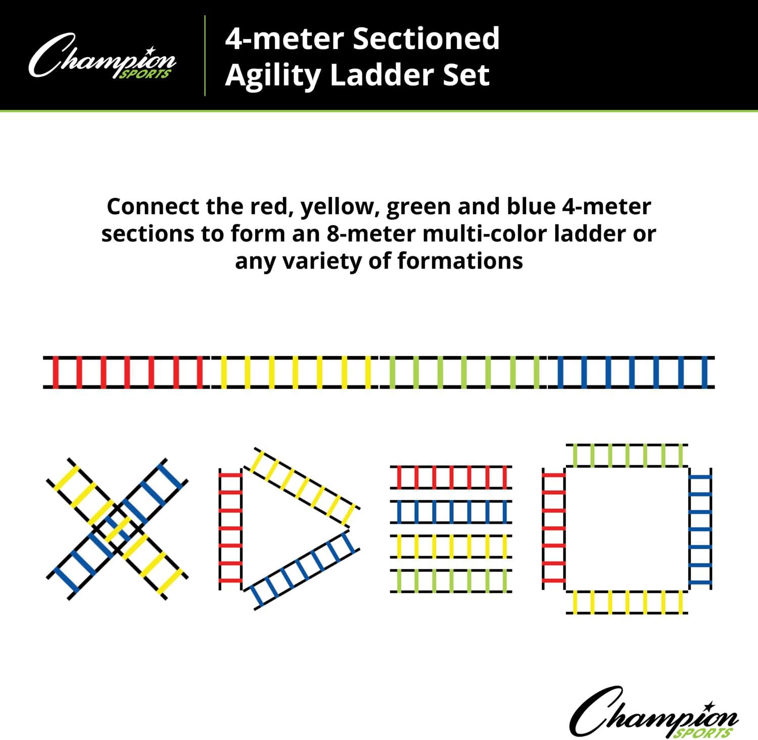 Champion Sports AGLCLR4 4M Sectioned Agility Ladder Set