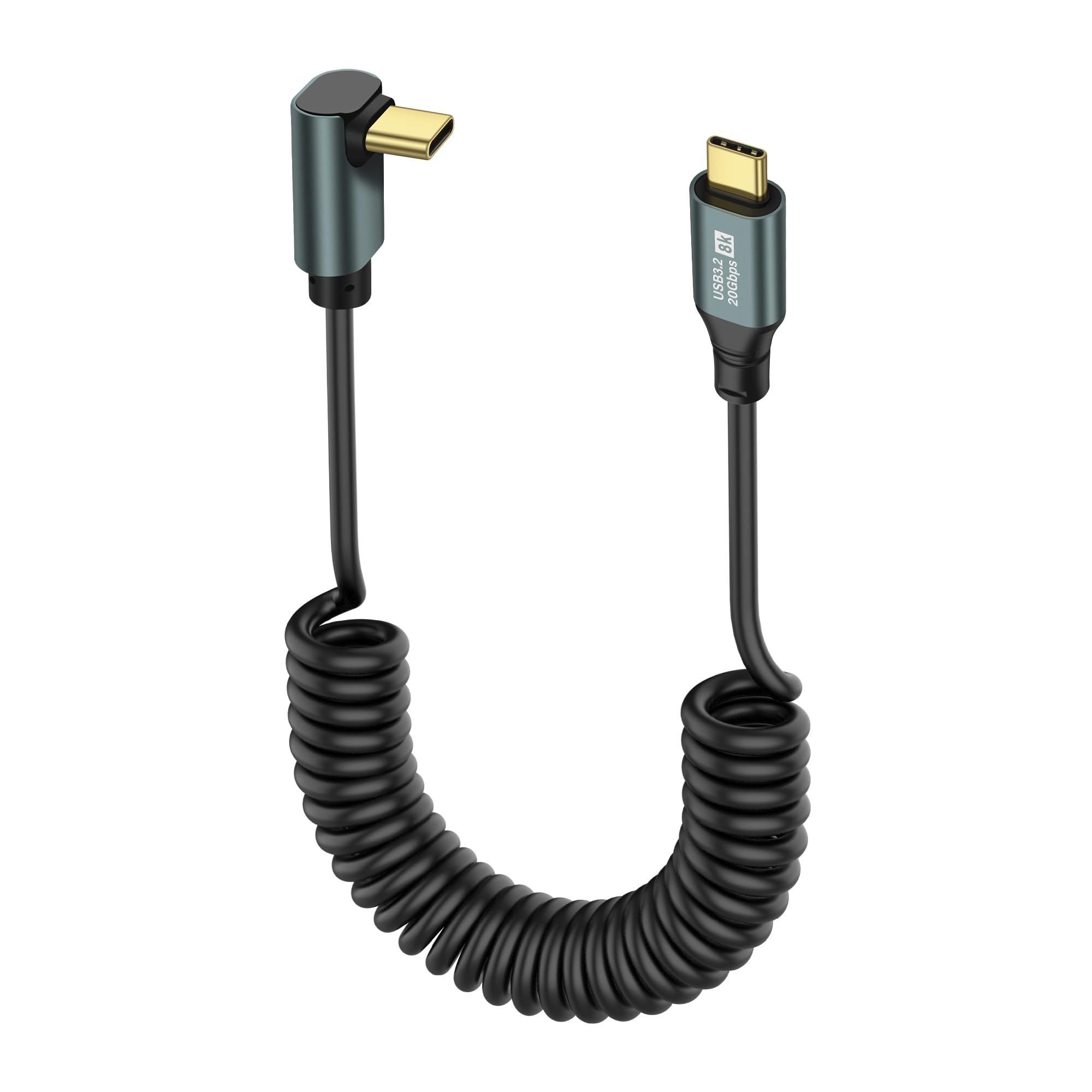 Toocki Spiralkabel USB-C Auf USB-C – 1,8 M Dehnbar, 100W & LED-Anzeige, Ideal Für Auto & Geräte