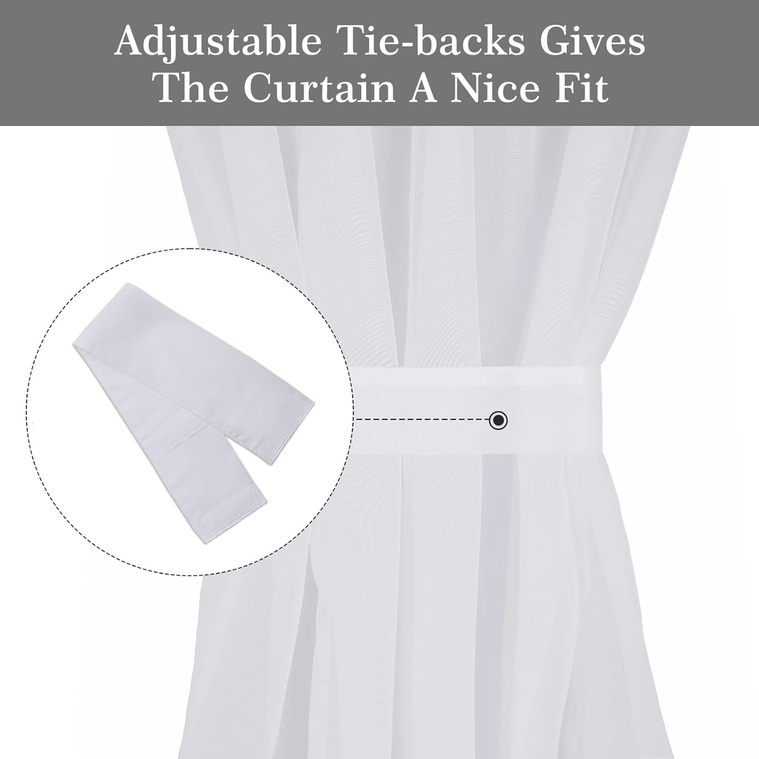White Sheer Polyester Rod Pocket French Door Curtains