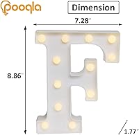 Vista 187 de Pooqla Letrero de Luces LED de Marquesina con Letras, Letra del Alfabeto Iluminada para Decoración del Hogar, Fiesta, Boda R