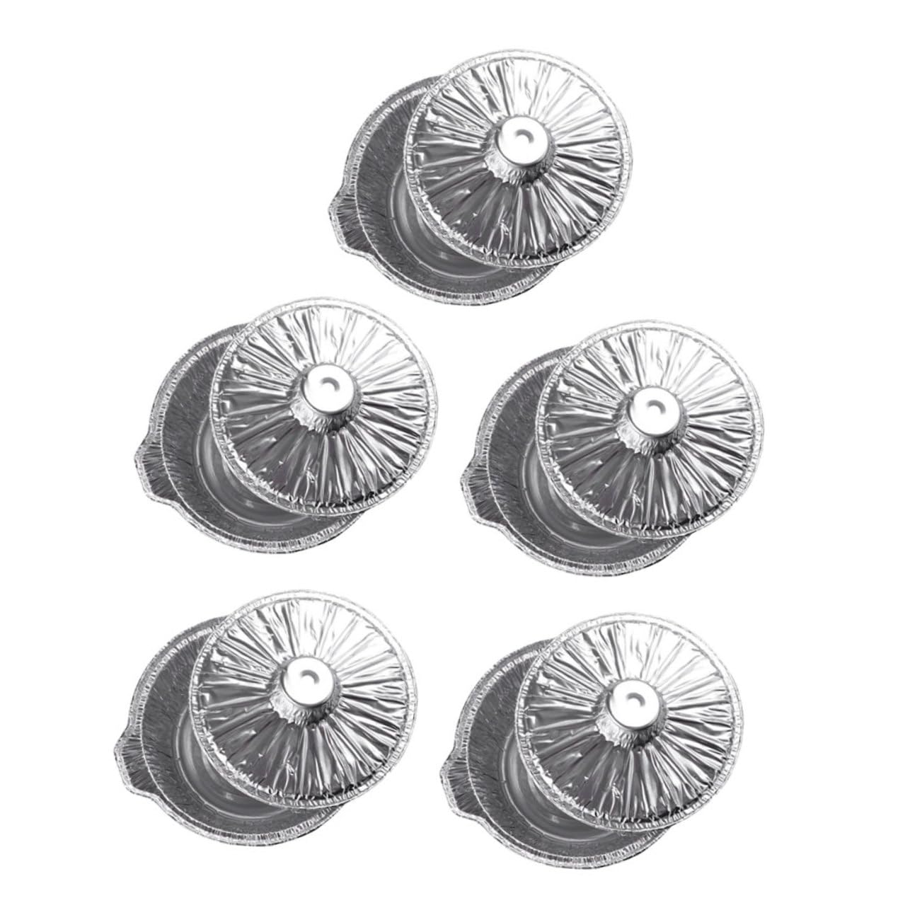 UPKOCH 5pcs Round Tin Foil Pots Lid Portable Grill Pans Compact Grill Pot Multi-function Food Containers Aluminum Pans Round