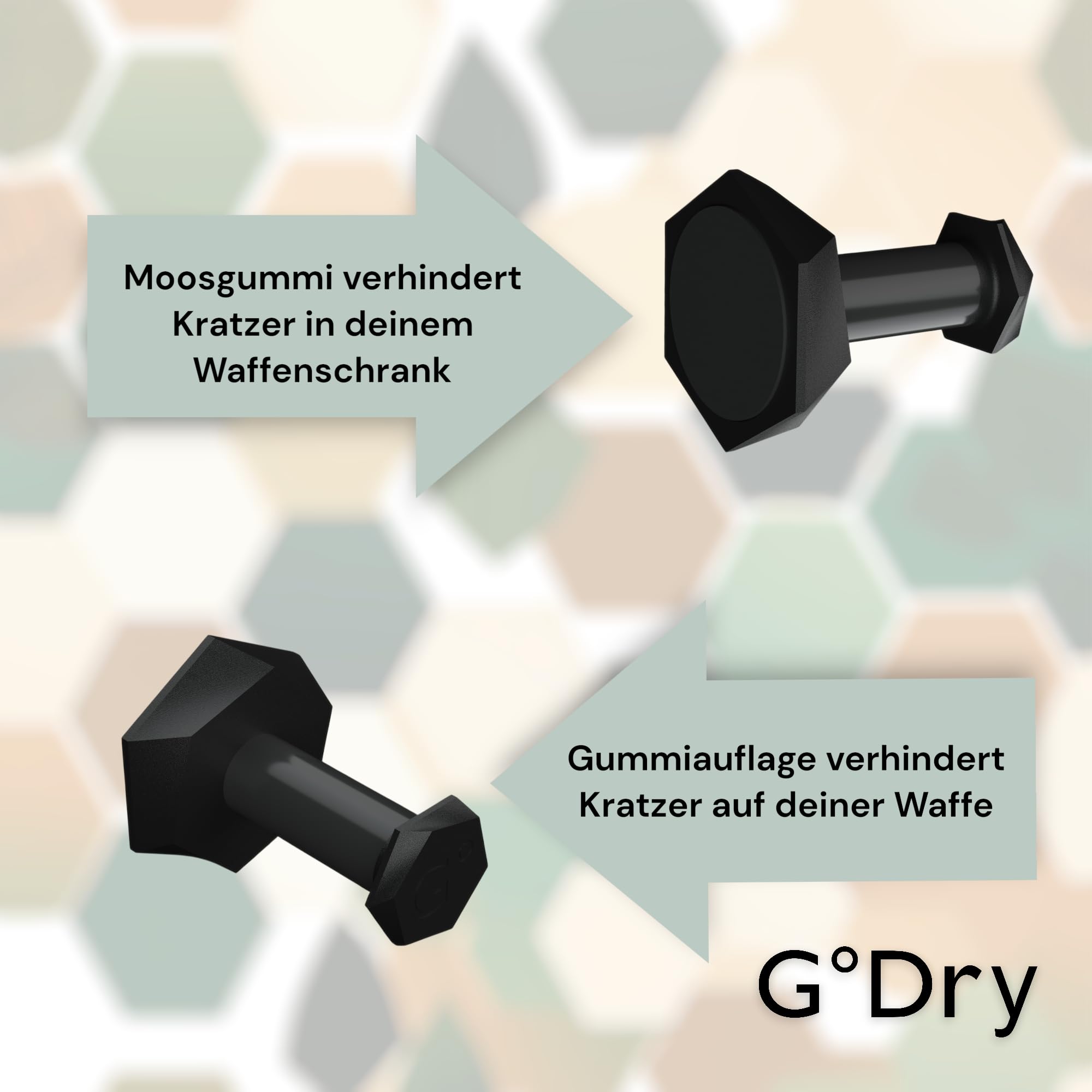 Waffenmagnet 2er Set – Pistolenhalter mit 11 kg Haltekraft – Gummierter Schaft & Moosgummi-Rückseite – Für Waffenschrank & Tresor – Universelle Halterung für Pistolen, Revolver & Kurzwaffen