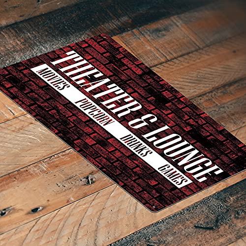 Jp's Parcels Tin Signs Home Theater Decor - Metal Sign For Basement Bar Card Game Movie Room 12 X 8 In. Theater & Lounge Movies Popcorn Drinks Games #TOP1