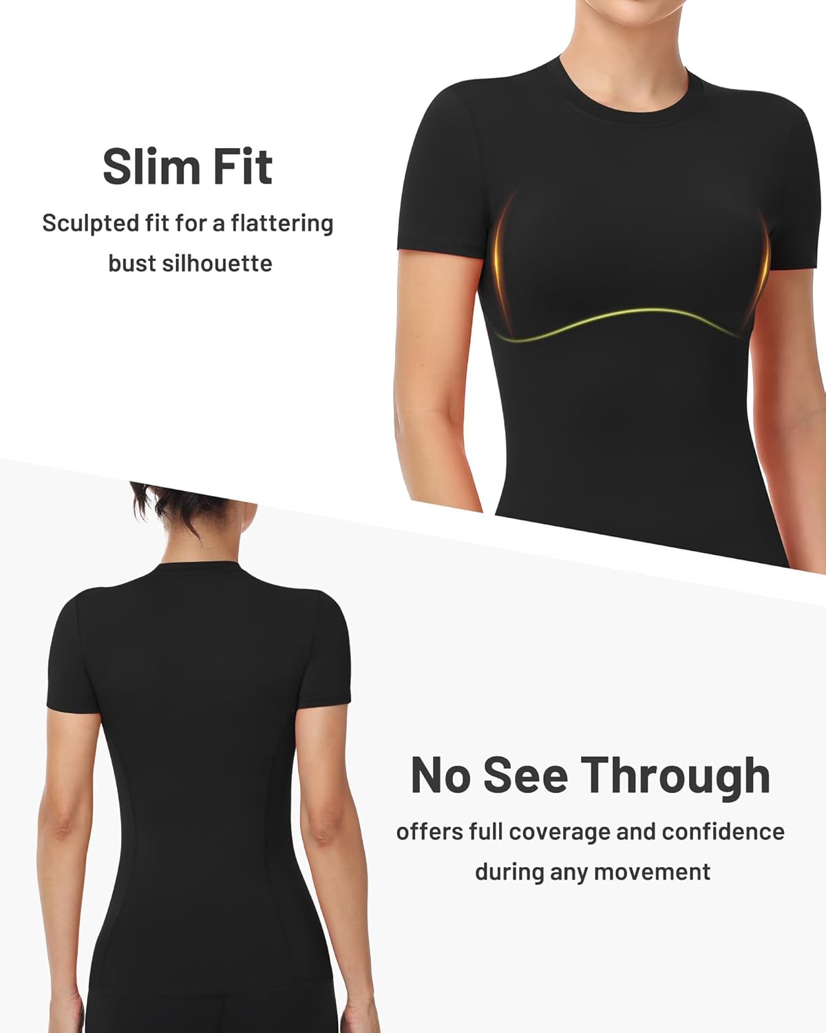 Moozava Women's Compression Shirt Short Sleeve Workout Tops Athletic T-Shirts Base Layer for Gym Running Yoga Sports - Image 4