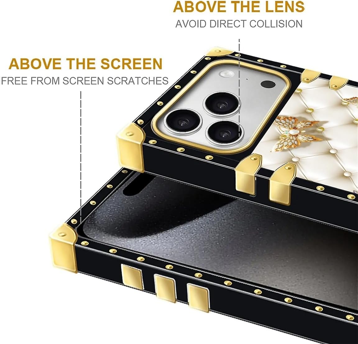 Case Compatible with iPhone 17 Pro Case,Luxury Soft TPU & Hard PC Back for Girls Women,Shockproof Protective Phone Cover for iPhone 17 Pro,1 Diamond Butterfly image 5
