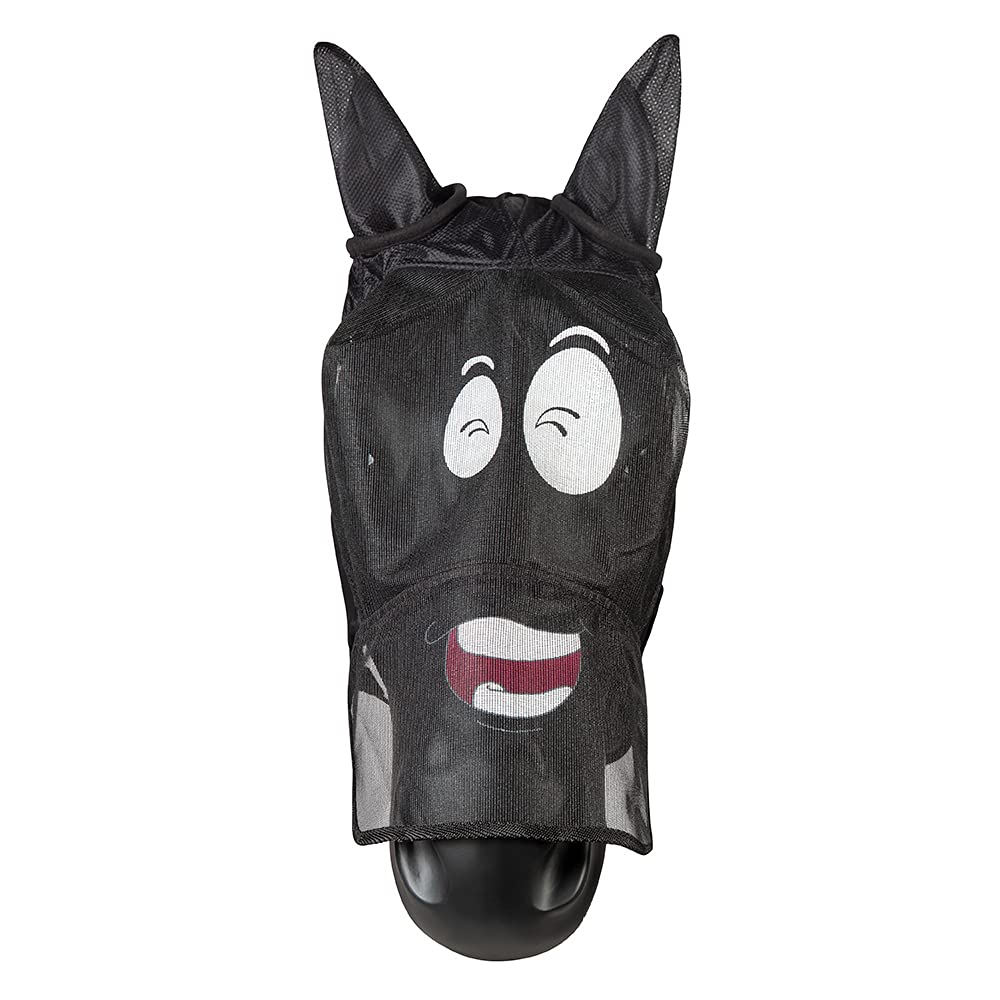 PFIFF Maschera Anti-mosche Integrale Per Cavalli Con Protezione Orecchie - Colore Nero, Tessuto Traspirante - 6