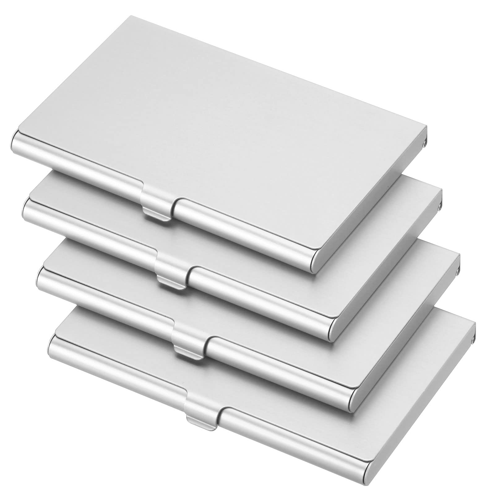 PATIKIL Business Card Holder, 4 Pack Aluminum Metal Card Case Professional Slim Pocket Card Holder for Name Card Credit Card, Silver