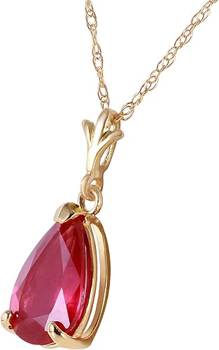 Vista 3 de Galaxy Gold GG Collar con colgante de gota de rubí en forma de pera de oro amarillo macizo de 14 k de 1,75 quilates