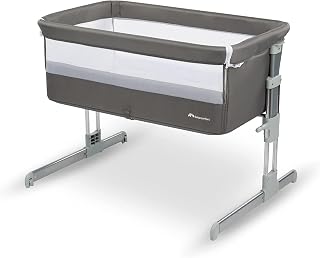 Bebeconfort Calidoo, Cuna Bebé y Moisés 2 en 1, 0-6 Meses 0-9 kg, Cuna Colecho Bebé Reclinable, 5 Alturas, Colchón Grande, Laterales de Malla, Lateral Deslizable de Fácil Plegado, Grey Mist