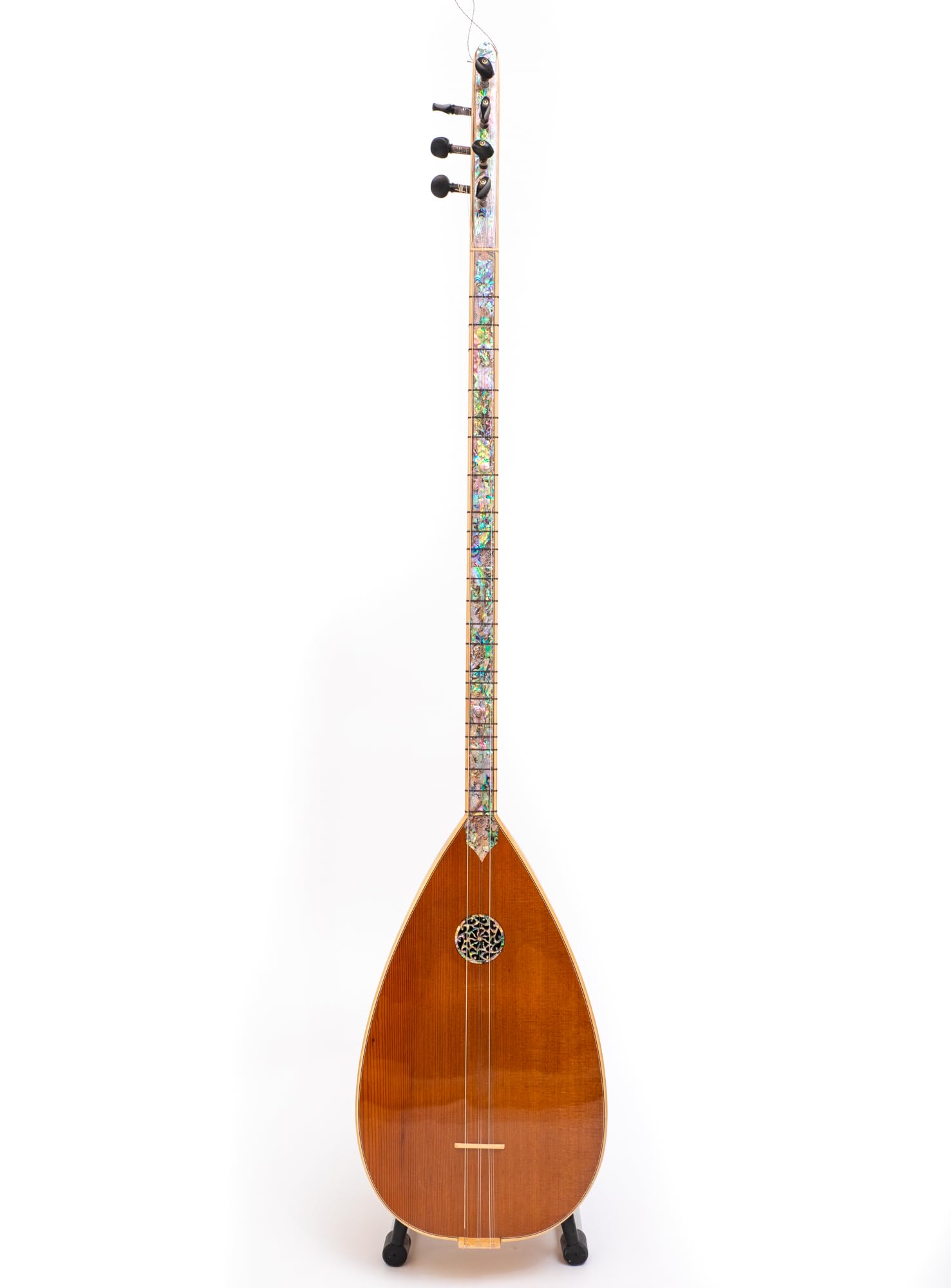 Concert Traditional Long neck Saz Made of Rare Flame Maple & Mother of Pearl Professional saz With padded case, strings & picks