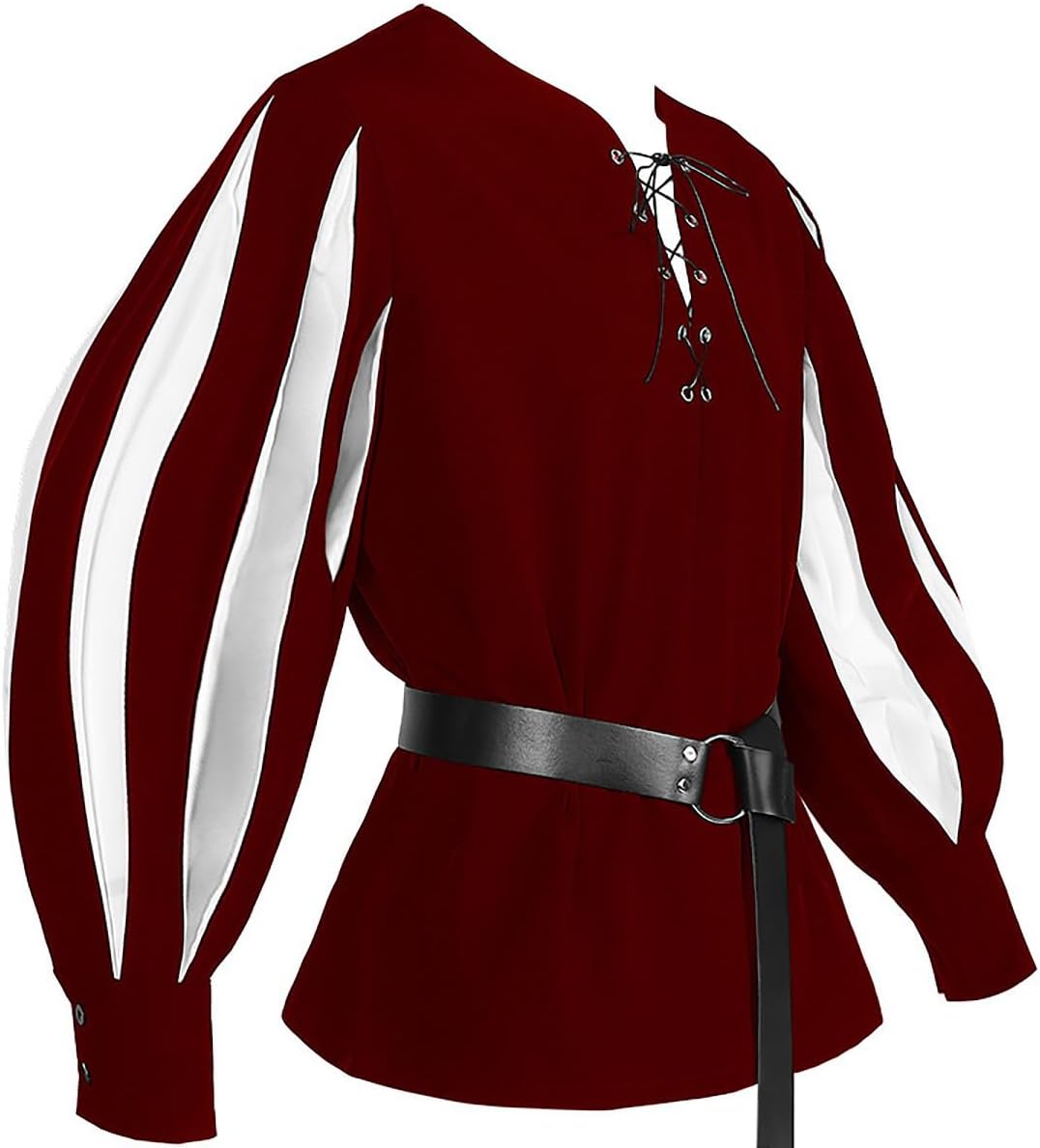 Men's Medieval Knight Renaissance Tunic Viking Pirate Halloween Costume Shirt Color Blocking Tops