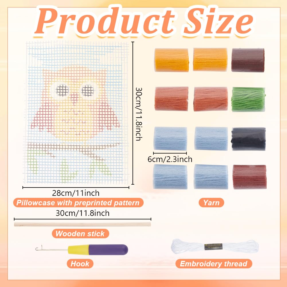 FREEBLOSS - Kit de nudos para alfombras con diseño de búho, tapices para adultos, hilo para principiantes, artesanía creativa