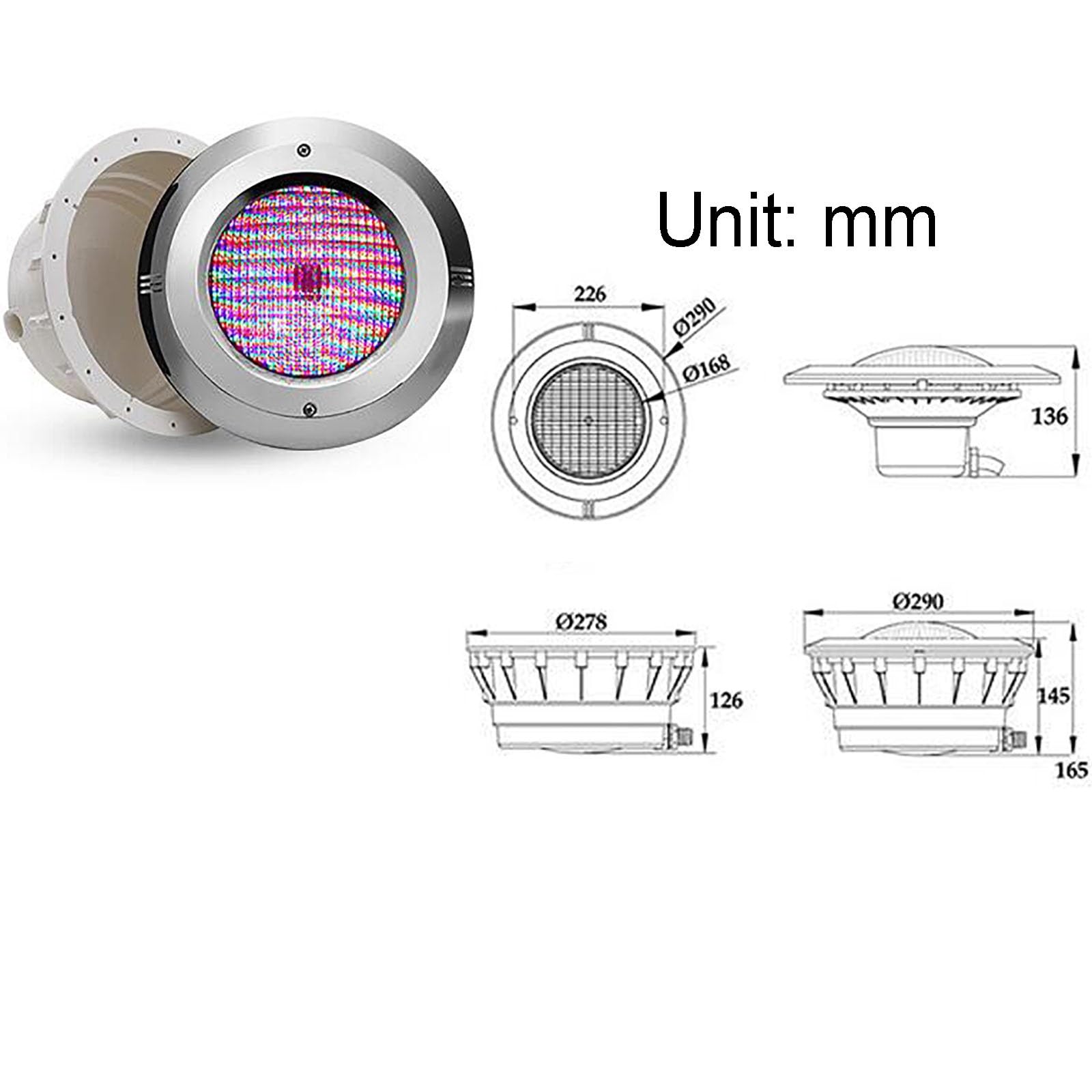 Empotrable Lámpara LED - Subacuática Luces Fuente , Luz Pared Con Iluminación Piscina RGB, Luz De Paisaje Subacuático Montada En La Pared Impermeable IP68, Fácil Instalar ( Color : 18W , Size : 12V )