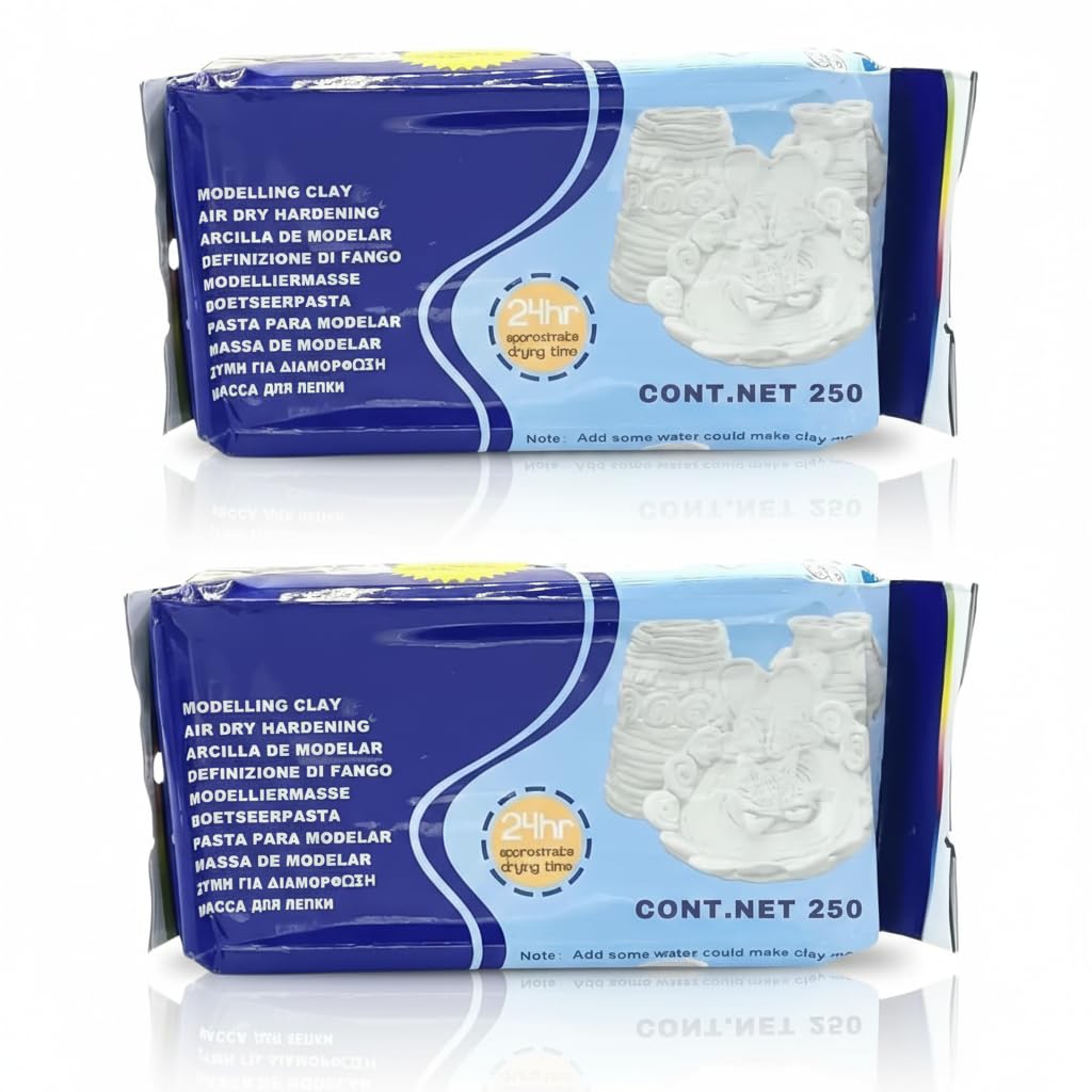 Hueart White Air Dry Clay for Art and Craft Air Drying Hardening DIY Clay for Sculpture and Modelling Pottery for Beginners (White, 500 Grams)-image-6