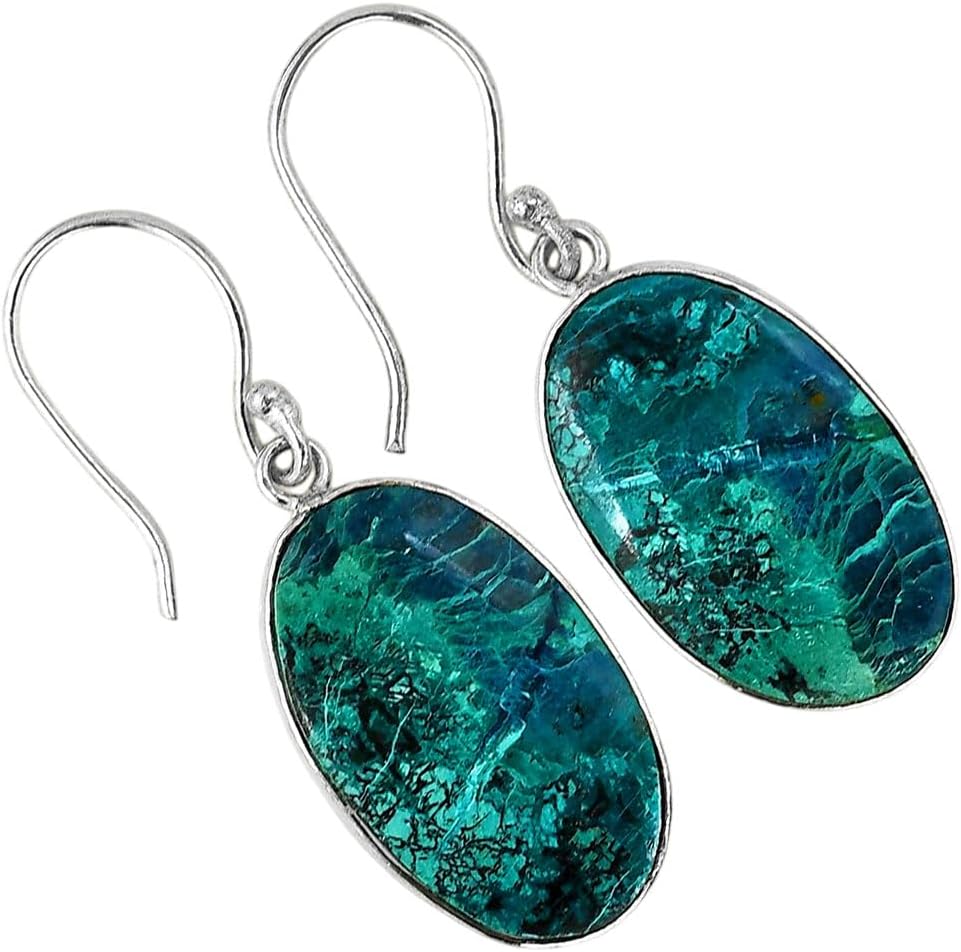 Natural Shattuckite - USA 925 Silver Plated Earrings Jewelry WE99-10035