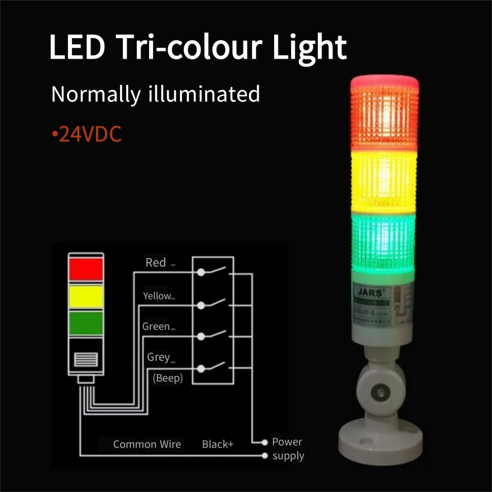 Tissting Semaforo LED Industriale, Torre di Segnalazione Pieghevole a 3 Colori con Base Girevole, Luci di Avvertimento Rosso Arancione Verde per Cantiere Officina Fabbrica
