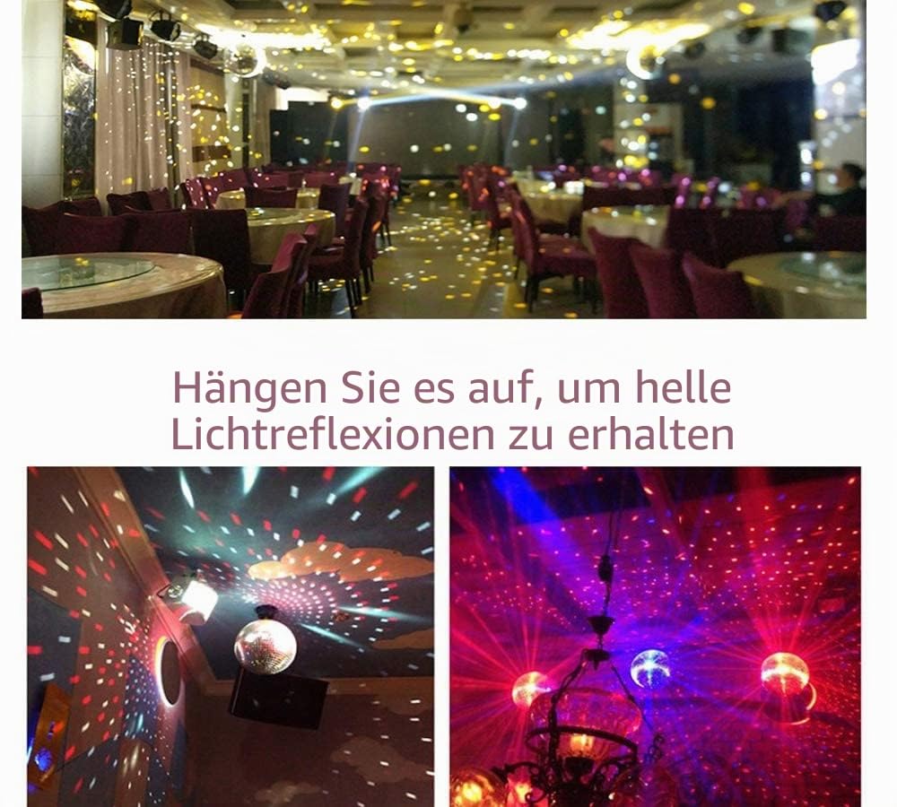 Spiegel-Discokugel, 20 cm, ideal für Partys oder DJ-Lichteffekt, Weihnachten