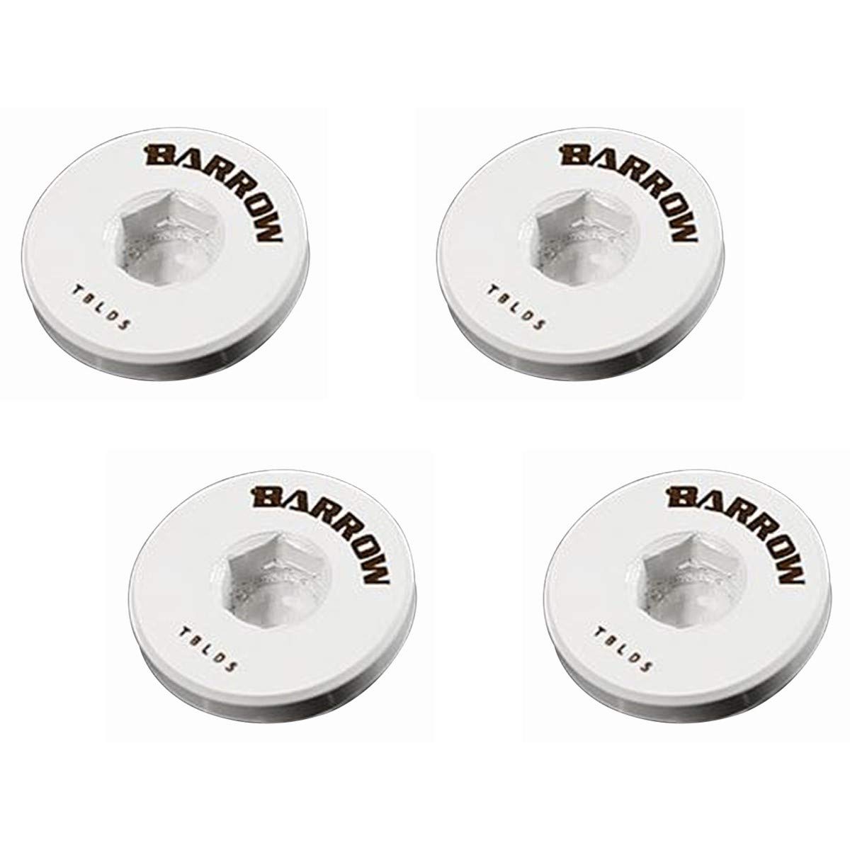 Barrow G1/4" Thin Stop Plug Fitting, Internal Hex Socket, White, 4-Pack