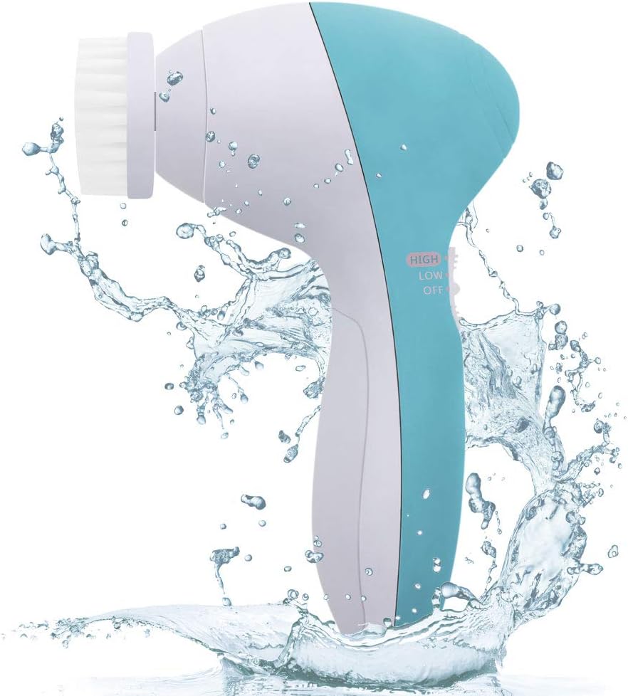 JONEG Facial Cleansing Brush, Face Cleansing Brush with 5 Waterproof Brush Heads, Best Face Exfoliating Brush & Face Scrubber Electric - Deep Cleansing & Gentle Exfoliating