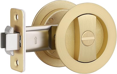 Miniatura 16 de EHOMEWARE Paquete de 2 herrajes negros para puerta de bolsillo, manijas de puerta de bolsillo de privacidad sin llave, cerraduras de puerta