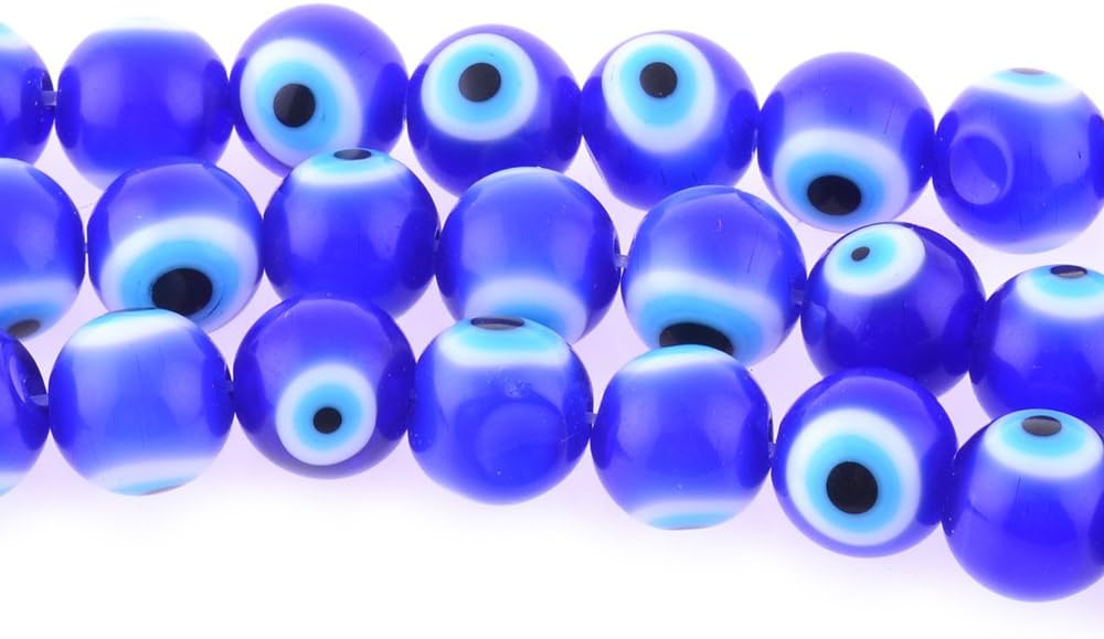 SalaTrend 6mm 200 Pcs Blue Evil Eye Glass Beads of Jewelry Findings for Bracelet,Necklace or Others