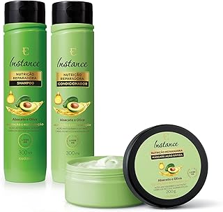 Eudora Kit Cabelos Nutridos Instance Abacate e Oliva: Shampoo 300ml + Condicionador 300ml + Máscara Capilar 200g