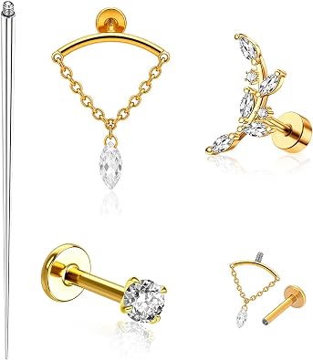 16G Hidden Helix Jewelry Earring, 3Pcs Cartilage Studs