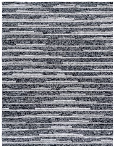 SAFAVIEH Ebony Collection Area Rug - 9' x 12', Black & Ivory, Handmade Wool, Ideal for the Living Room, Dining, Bedroom (EBN526Z)