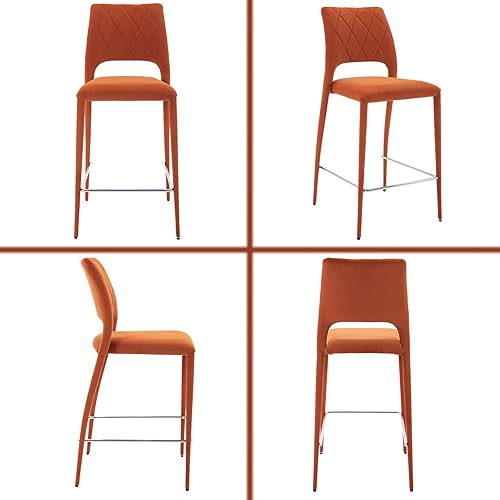 Miniatura 7 de Guyou Juego de 2 taburetes de terciopelo para encimera, tapizados de 26 pulgadas de alto, sillas de isla de cocina con respaldo alto, taburetes de