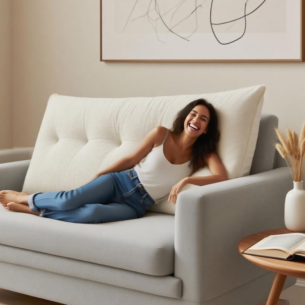 Generisch Keilkissen Rückenkissen 200cm,Bequemes Wandkissen,Abnehmbar Mit Reißverschluss Lesekissen,Großes Couchkissen Bettkissen Rückenlehne Seitenfach, Für Bett/Sofa/Tatami,Rosa,60×50×20CM