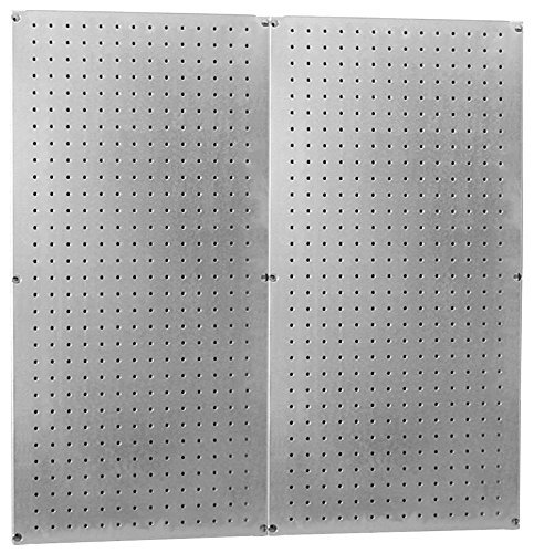 Heavy Duty Pegboard Round Hole Only Galvanized Steel Metal Peg Board Set - 32In X 32In Total Peg-Board Coverage #TOP1