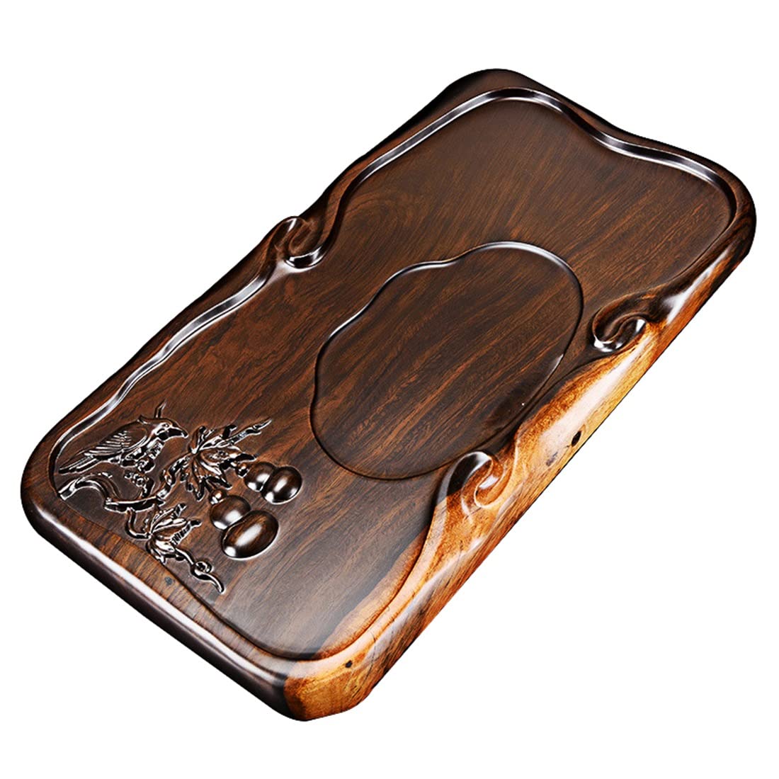 Ebony Kung Fu Tea Tray Table Serving Tray Natural Wood Texture Chinese Style Water Drainage for Gongfu Tea Set Large Size(A-70x35x5cm)