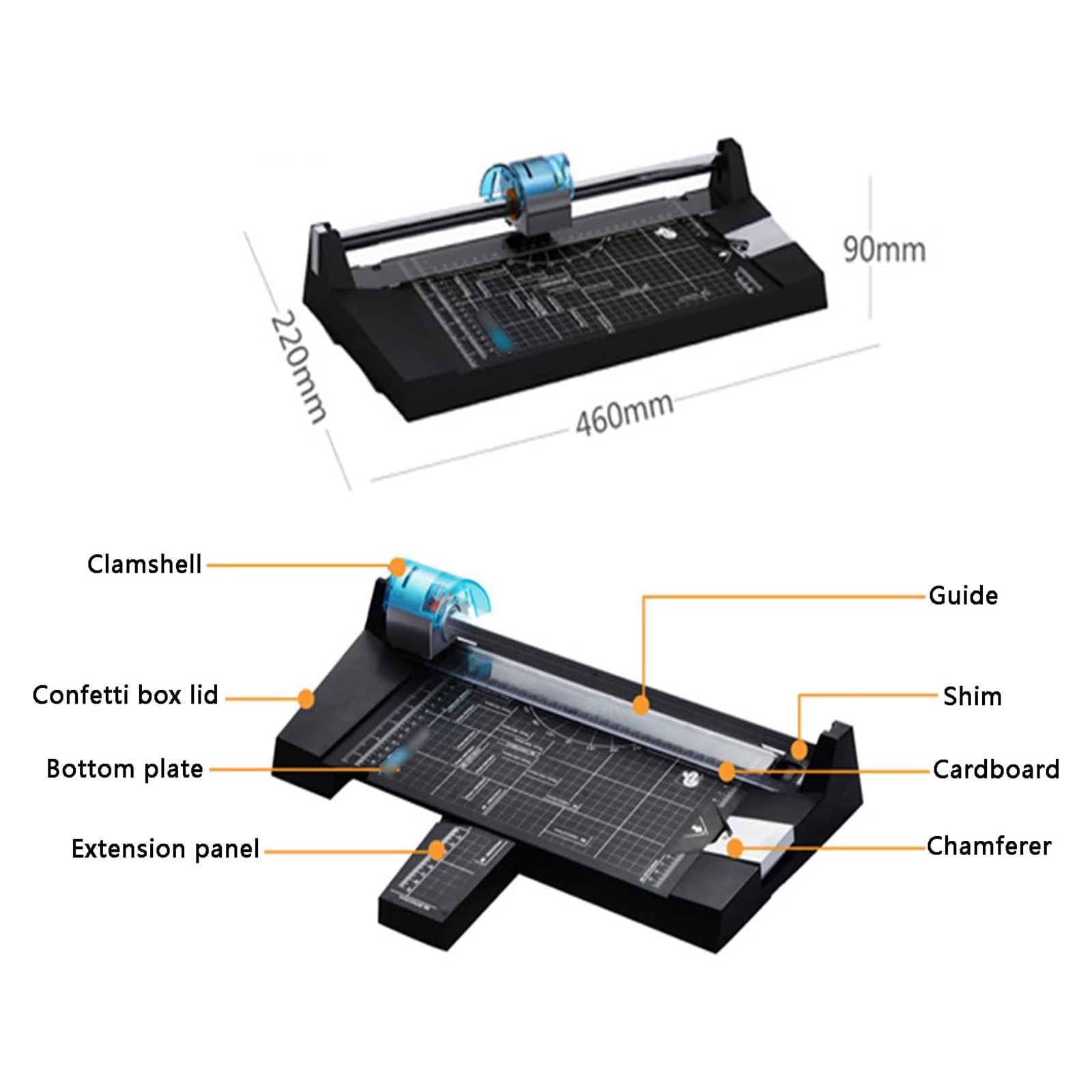 Taglierina rotativa industriale per carta - Resistente, perfetta per carta, foto, cartoline - Taglierina per carta affidabile e versatile, include 4 lame per linee dritte/ondulate/punteggiate/piegat