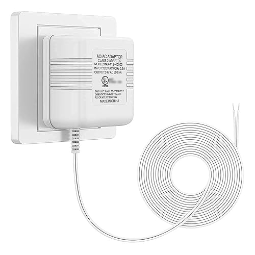 Xwartre Transformador de timbre con certificación UL, fuente de alimentación de 24 V compatible con Nest, Arlo, Ring, Amcrest, Logitech y otros