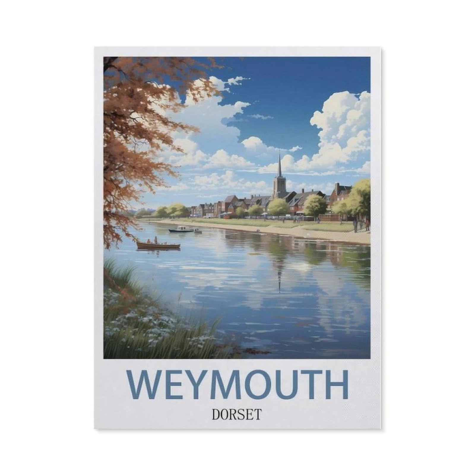 Beayodkp （50 X 60 Cm/19.68 X 23.62 Inches） Diamond Painting Kits For Adults And Kids，Weymouth Dorset Vintage Travel Poster，Full Drill Round Rhinestone Paint With Diamonds-Cg40