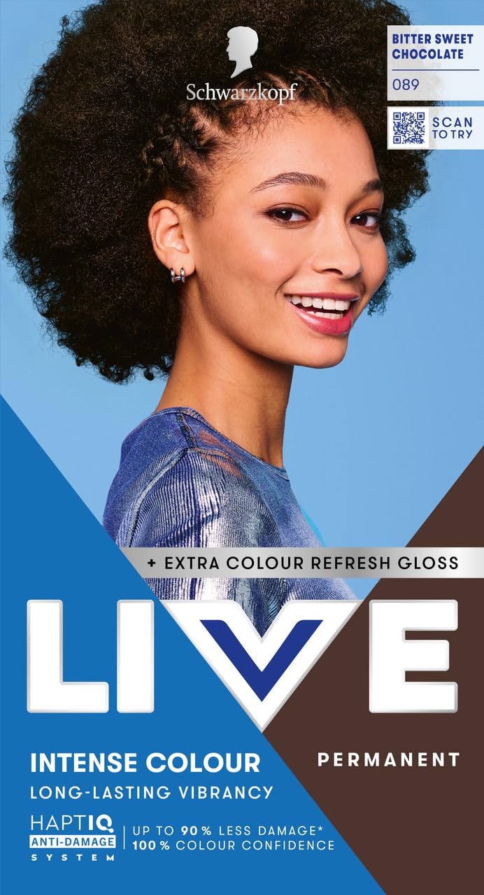 Schwarzkopf LIVE Intense Colour 089 Bitter Sweet Chocolate, Long-lasting Permanent Brown Hair Dye, With Extra Colour Refresh Gloss