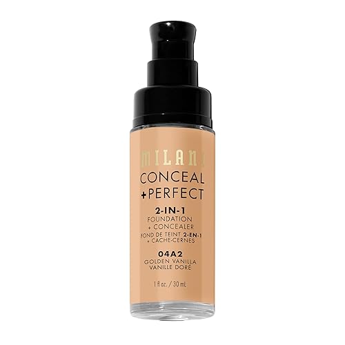 Miniatura 4 de Milani - Conceal + Perfect - Base y corrector 2 en 1, tono Golden Vanilla, (1 onza líquida) Base líquida no testada en animales cubre ojeras,