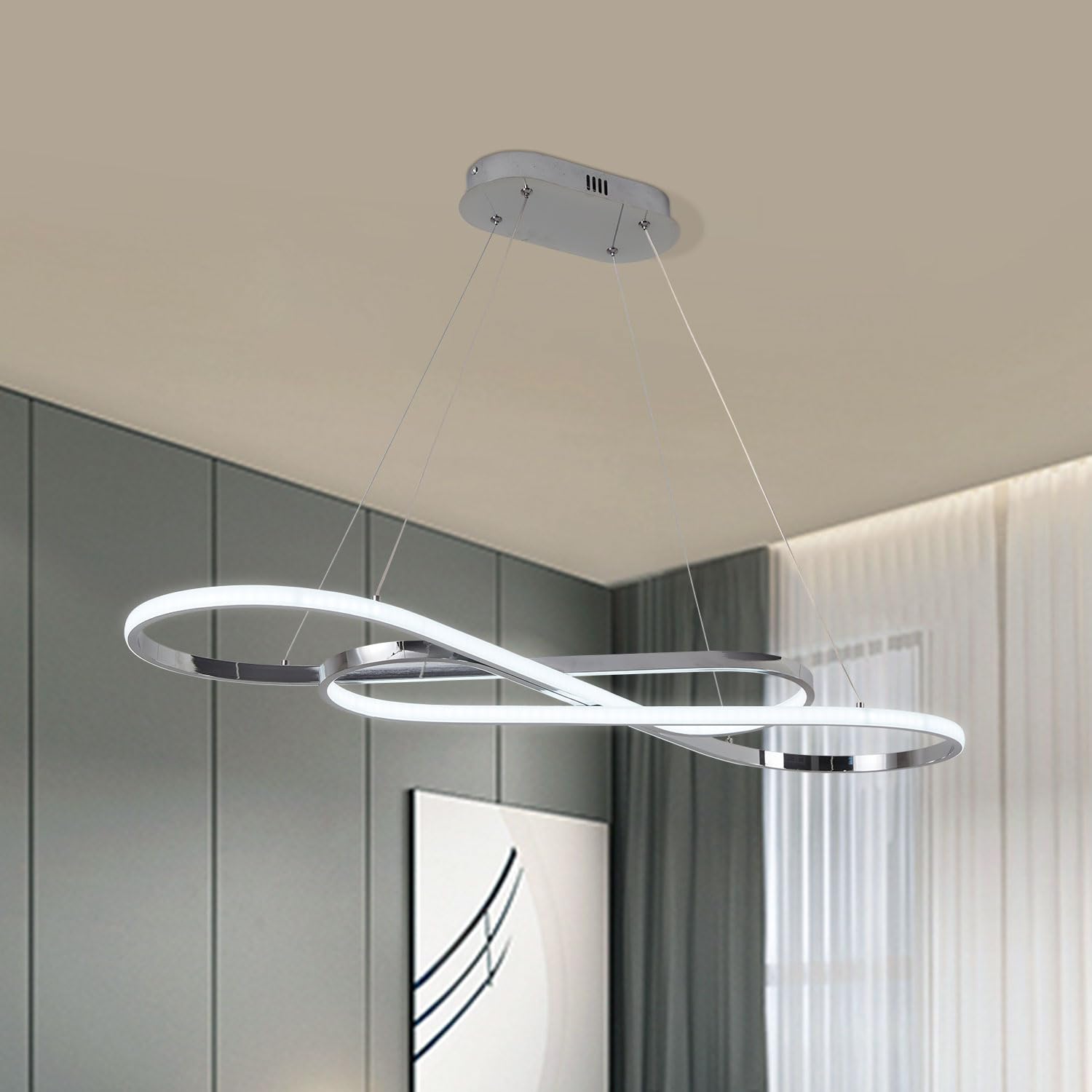 Lámpara de Araña Moderna, Lámpara Colgante LED Moderna para Lámpara de Isla de Cocina Sobre Mesa, Lámparas de Araña Modernas Regulables para Comedor, Artefacto de Iluminación con Control Remoto