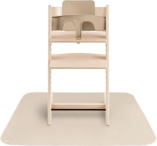 mushie Baby Splat Mat 42.5x42.5 Inch Fog - Water Resistant, Machine Washable Protector for High Chair Messes & Infant Play