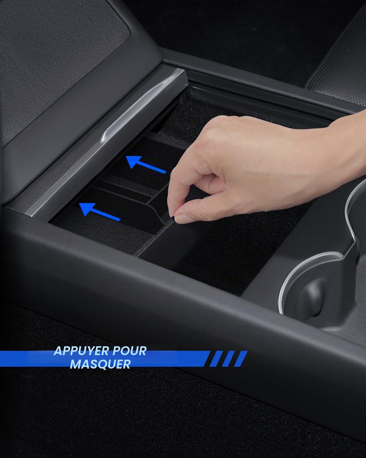 Organisateur de Console Centrale pour Tesla Model Y 2025-2026 et Model 3 2024-2026 Boîte de Rangement avec Matériau Flocké Haut de Gamme Tesla Juniper Highland Accessoires